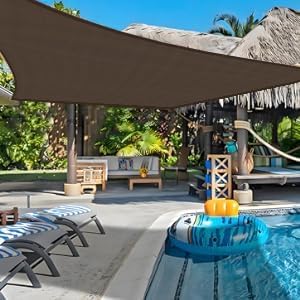 COOLBOYS 16'x 20' Sun Shade Sail Dark Grey Rectangle UV Block Outdoor Shade Canopy Sunshade for Patio Lawn Garden Carport Backyard Deck Pergola