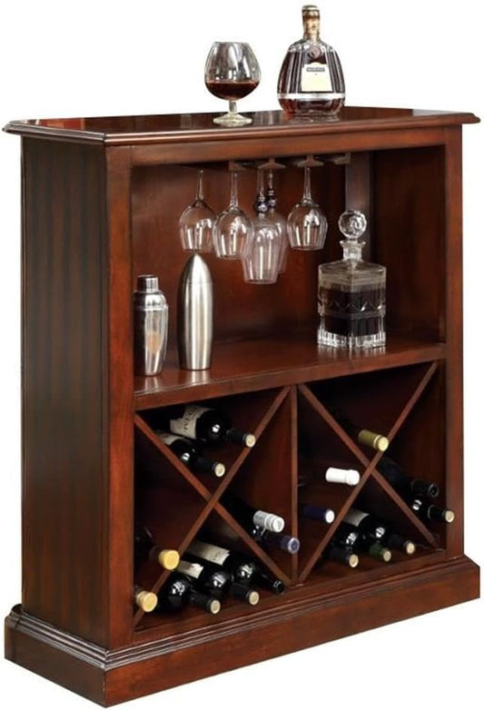 Furniture of America Myron Wood Multi Storage Wine Rack in Dark Cherry