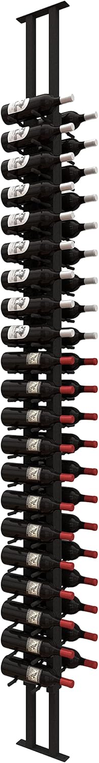 Ultra Wine Racks Floor-to-Ceiling Mount Display (1 Side, Double Deep, Black, Holds 42 Wine Bottles) - Modern Metal Wine Storage for Wine Cellars, Home Bars, Kitchens, and Dining Rooms
