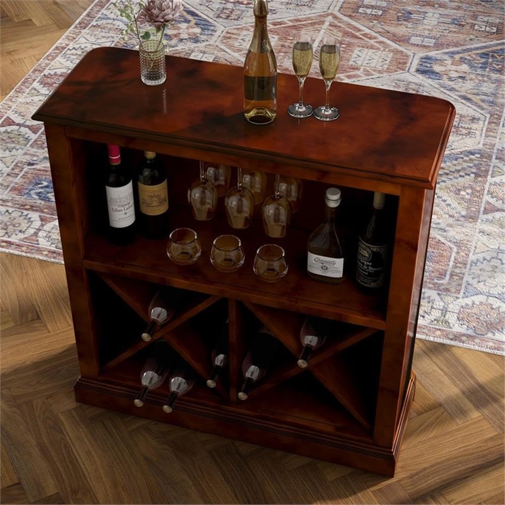 Furniture of America Myron Wood Multi Storage Wine Rack in Dark Cherry