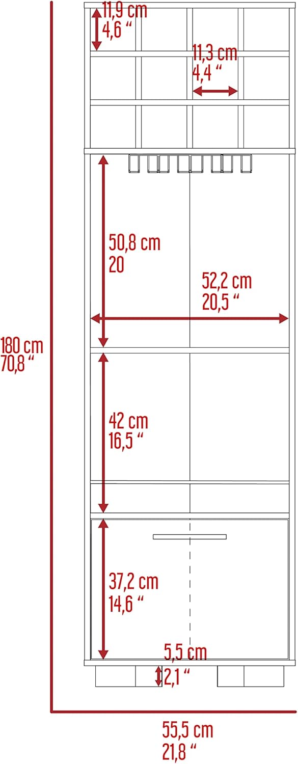 Corner Bar Cabinet with Built-in Wine Rack and Two Side Shelves, Modern Design, Multi-Use for Living Space, 70.9 Inches Tall
