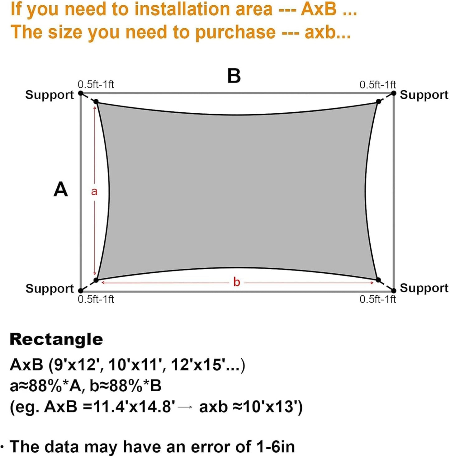 COOLBOYS 16'x 20' Sun Shade Sail Dark Grey Rectangle UV Block Outdoor Shade Canopy Sunshade for Patio Lawn Garden Carport Backyard Deck Pergola