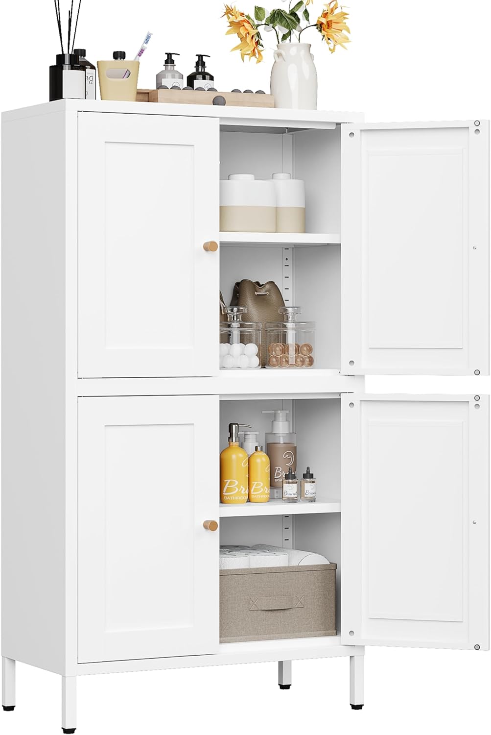 SISESOL White Metal Storage Cabinet,71" Tall Pantry Cabinet,Kitchen Pantry Storage Cabinets with 2 Doors and 6 Shelves,Wide Deep Food Cupboard for Home,Kitchen,Dining/Living Room