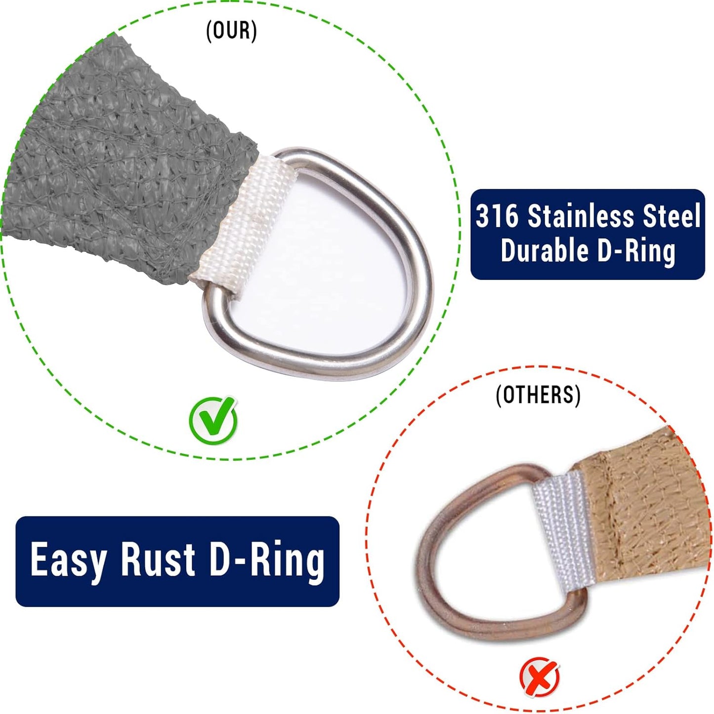 COOLBOYS 16'x 20' Sun Shade Sail Dark Grey Rectangle UV Block Outdoor Shade Canopy Sunshade for Patio Lawn Garden Carport Backyard Deck Pergola