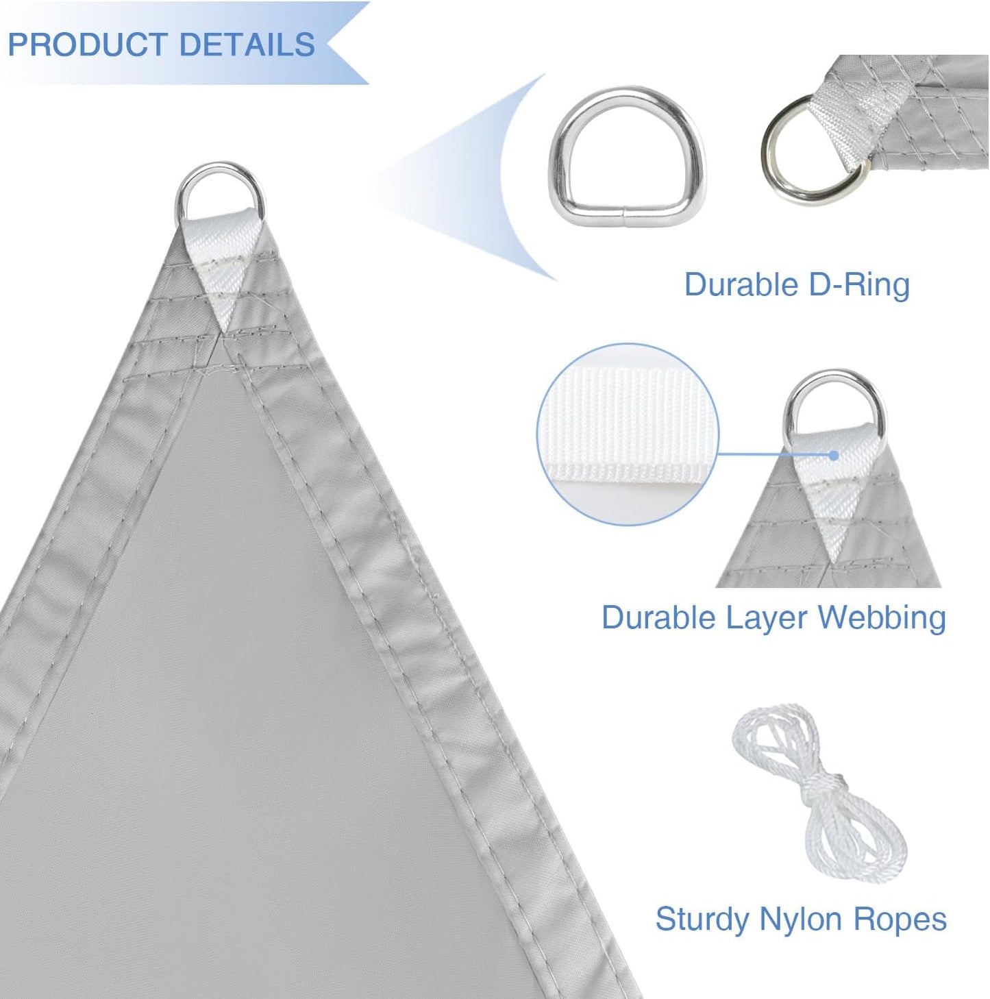 E&K Sunrise 16' x 16' Waterproof Sun Shade Sail Outdoor Rectangle Canopy Shade Cover UV Block for Pergola Patio Backyard Garden Deck (Light Gray)