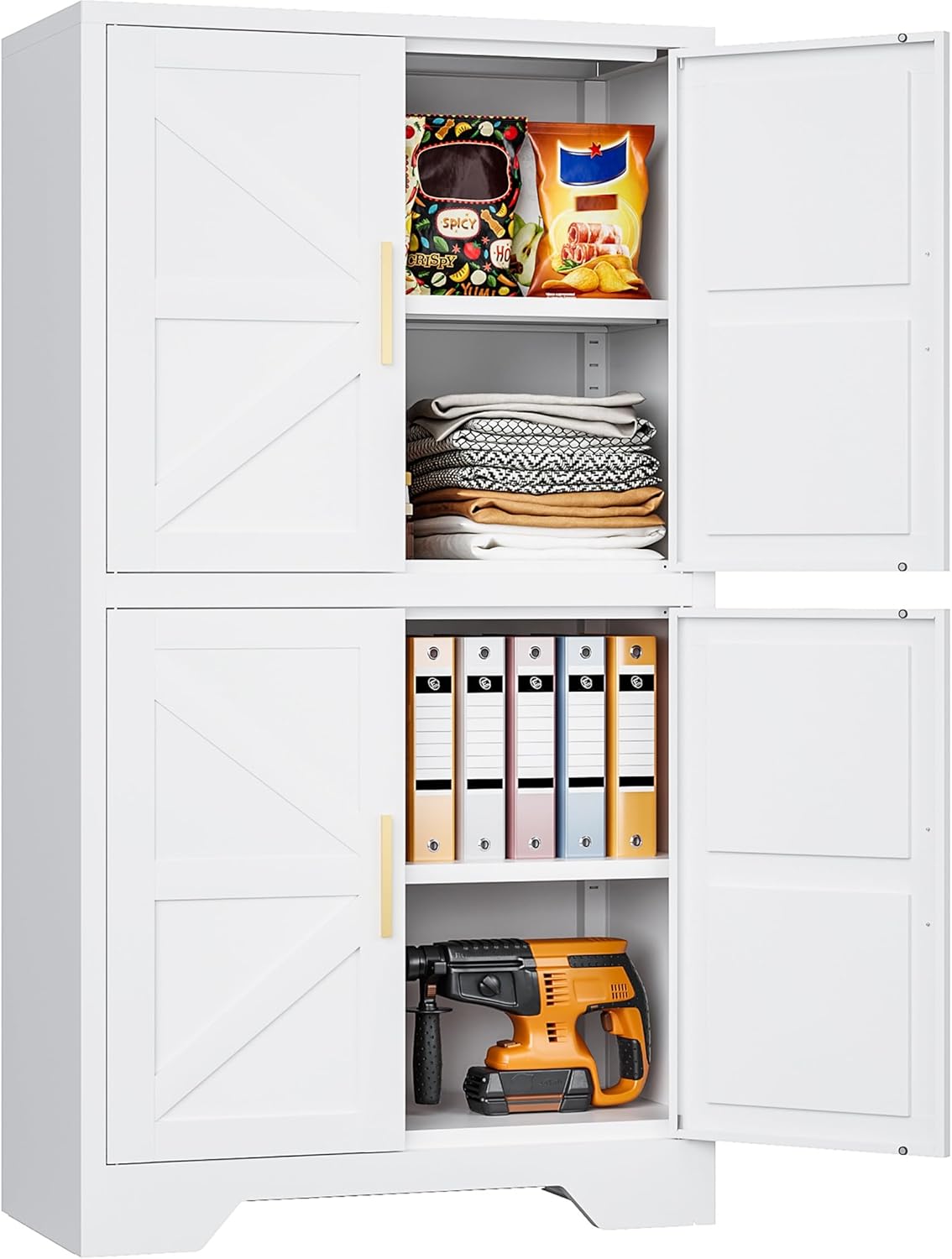 SISESOL White Metal Storage Cabinet,71" Tall Pantry Cabinet,Kitchen Pantry Storage Cabinets with 2 Doors and 6 Shelves,Wide Deep Food Cupboard for Home,Kitchen,Dining/Living Room