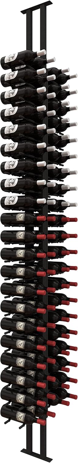Ultra Wine Racks Floor-to-Ceiling Mount Display (1 Side, Double Deep, Black, Holds 42 Wine Bottles) - Modern Metal Wine Storage for Wine Cellars, Home Bars, Kitchens, and Dining Rooms