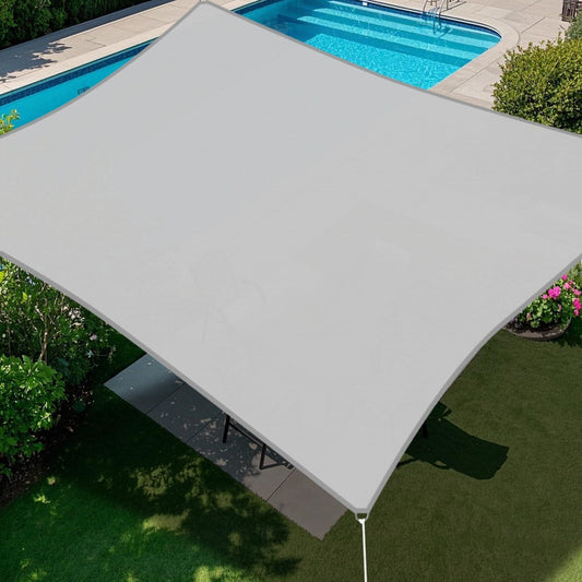 E&K Sunrise 16' x 16' Waterproof Sun Shade Sail Outdoor Rectangle Canopy Shade Cover UV Block for Pergola Patio Backyard Garden Deck (Light Gray)