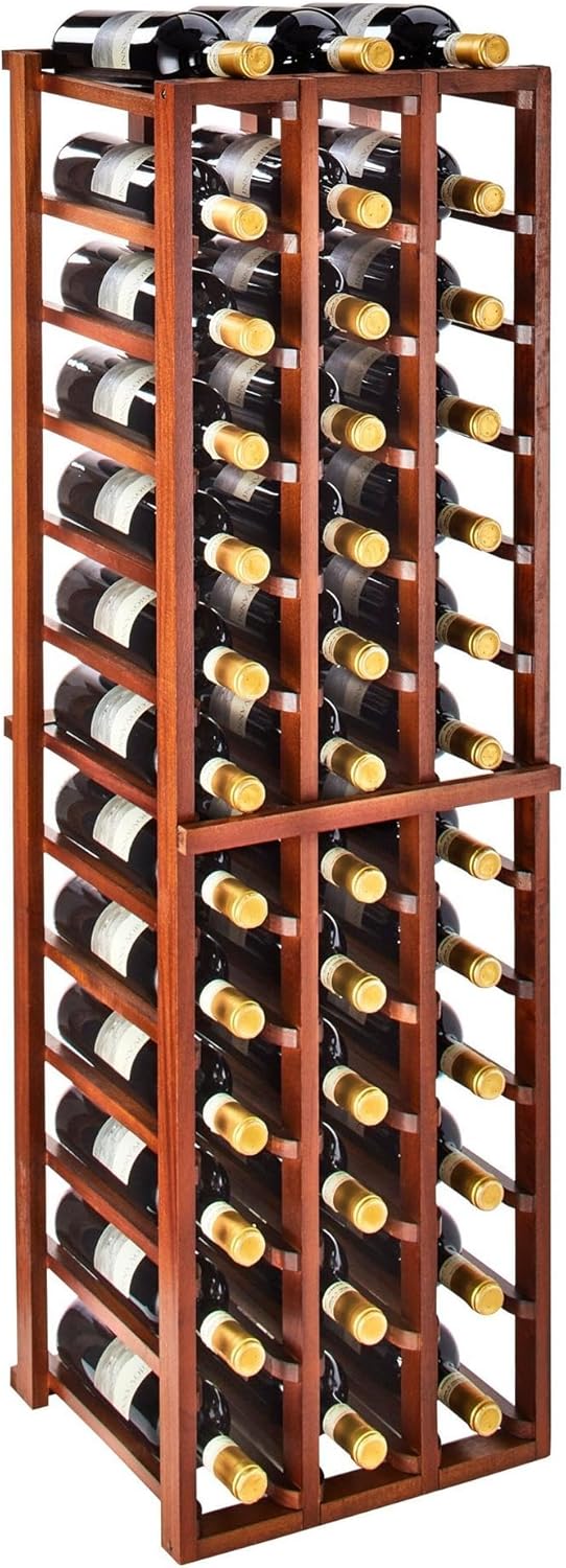 Wine Enthusiast N'FINITY Stackable Wine Rack - Diamond Cube (Solid Sides) - Dark Walnut Finish Solid Walnut- Holds 78 Bottles- Stylish Durable Wine Rack Home Decor – Bar Cabinet Liquor Storage