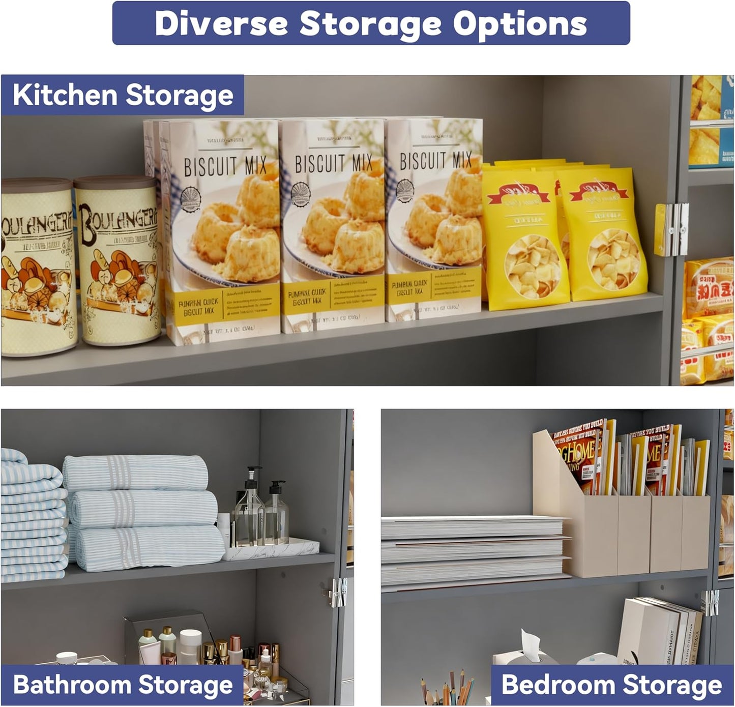 72" LED Kitchen Pantry Cabinet with 3 Drawers Farmhouse Tall Storage Cabinet Wood Food Pantry with Barn Doors and Adjustable Shelves Versatile Storage Freestanding Cupboard for Kitchen