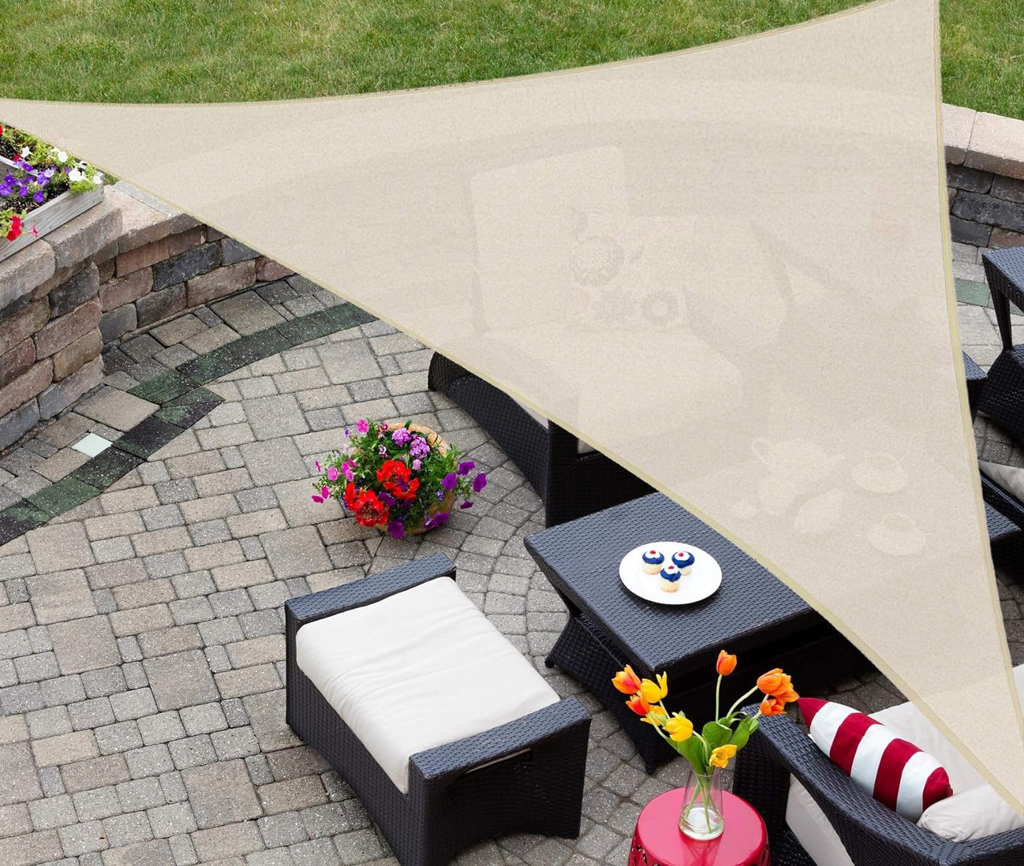 AsterOutdoor Sun Shade Sail Rectangle 16' x 20' UV Block Canopy for Patio Backyard Lawn Garden Outdoor Activities, Sand