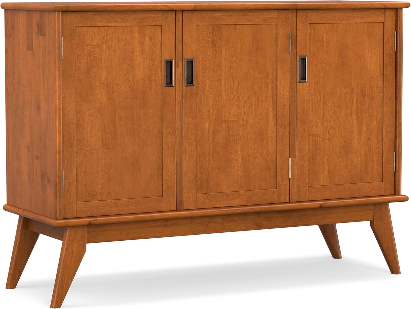 SIMPLIHOME Clarkson 8-Bottle SOLID ACACIA WOOD 39 inch Wide Mid Century Wine Cabinet in Rustic Natural Aged Brown for the Living Room, Dining Room and Kitchen