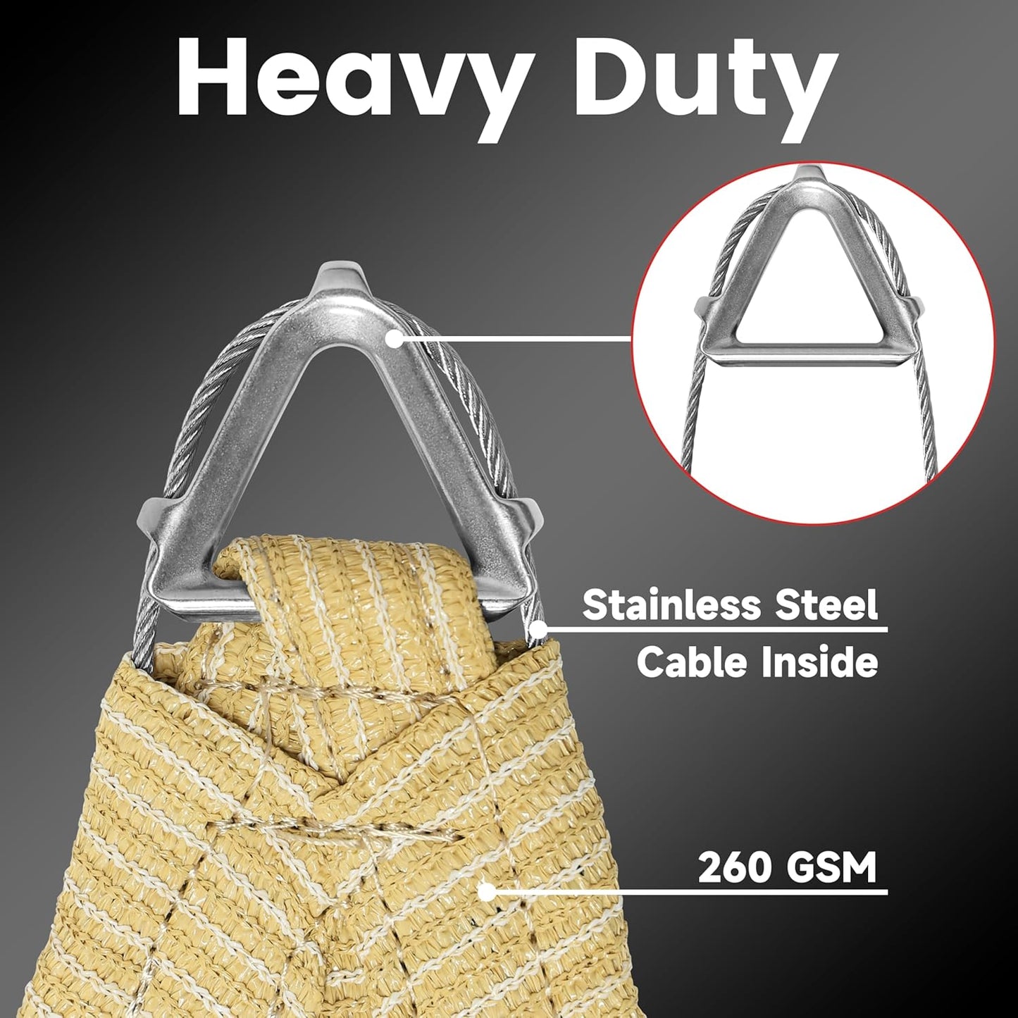 Amgo Heavy Duty 16' x 20' Beige Sun Shade Rectangle Pro Ring Shade Sail, 260 GSM Commercial Grade UPF50 Sunshade, Reinforced Corners & Edges - 5 Years Warranty (We Make Custom Size)