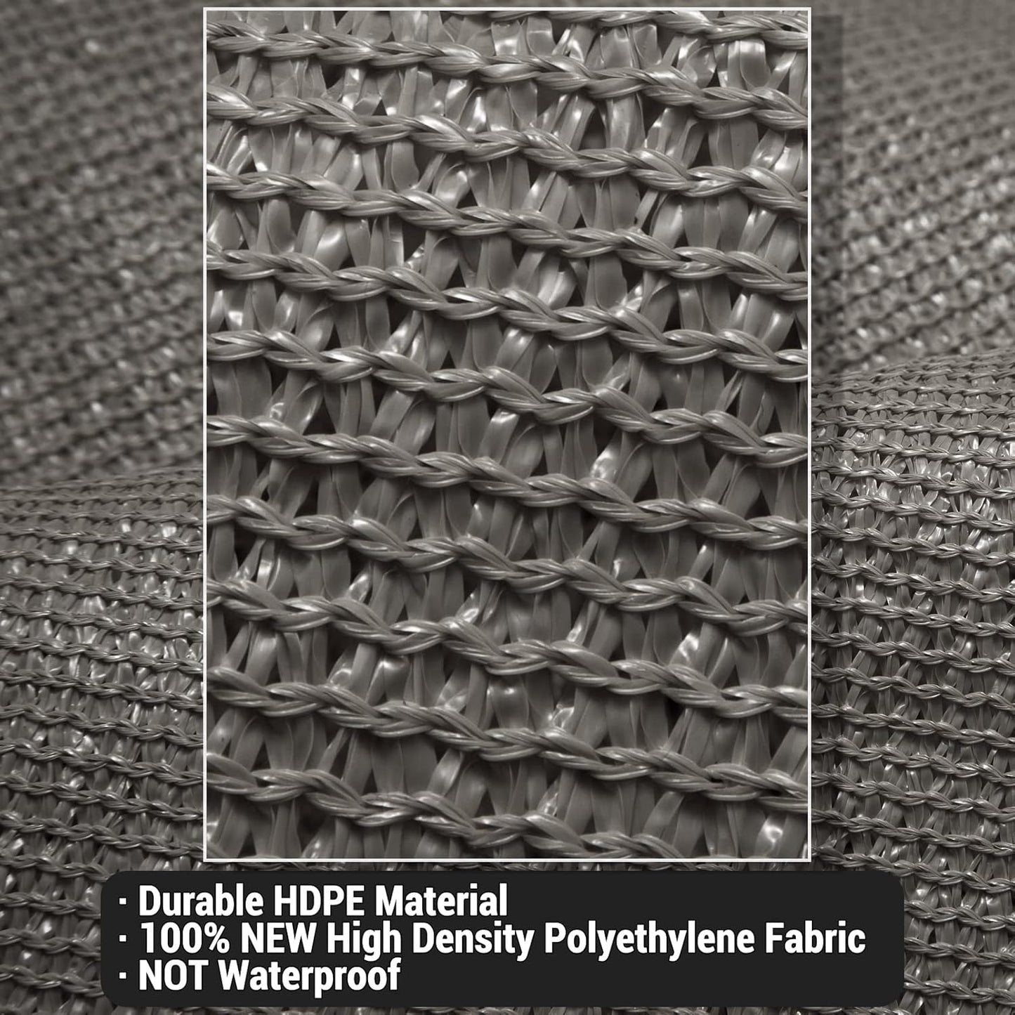 COOLBOYS 16'x 20' Sun Shade Sail Dark Grey Rectangle UV Block Outdoor Shade Canopy Sunshade for Patio Lawn Garden Carport Backyard Deck Pergola