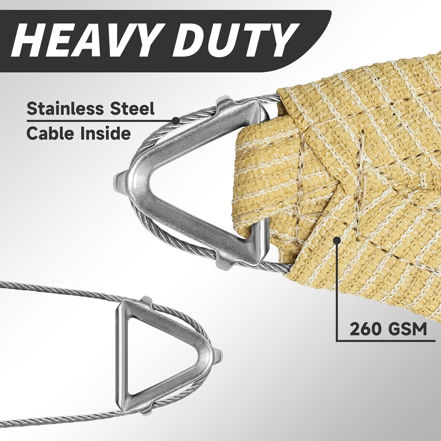 Royal Shade Heavy Duty 18' x 20' Beige Sun Shade Rectangle Pro Ring Shade Sail, 260 GSM Commercial Grade UPF50 Sunshade, Reinforced Corners & Edges - 5 Years Warranty (We Make Custom Size)