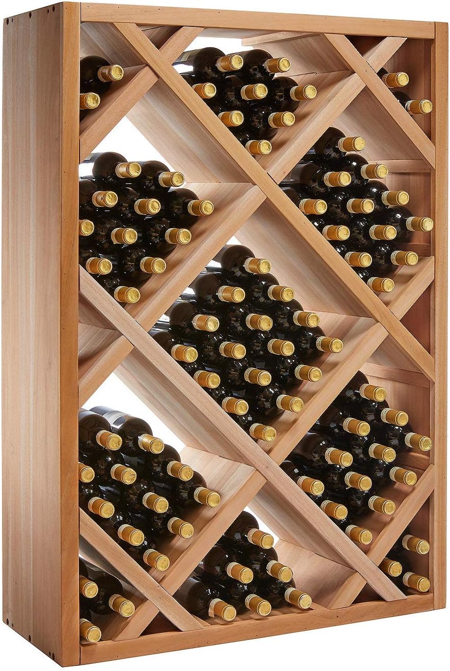 Wine Enthusiast N'FINITY Stackable Wine Rack - Diamond Cube (Solid Sides) - Dark Walnut Finish Solid Walnut- Holds 78 Bottles- Stylish Durable Wine Rack Home Decor – Bar Cabinet Liquor Storage