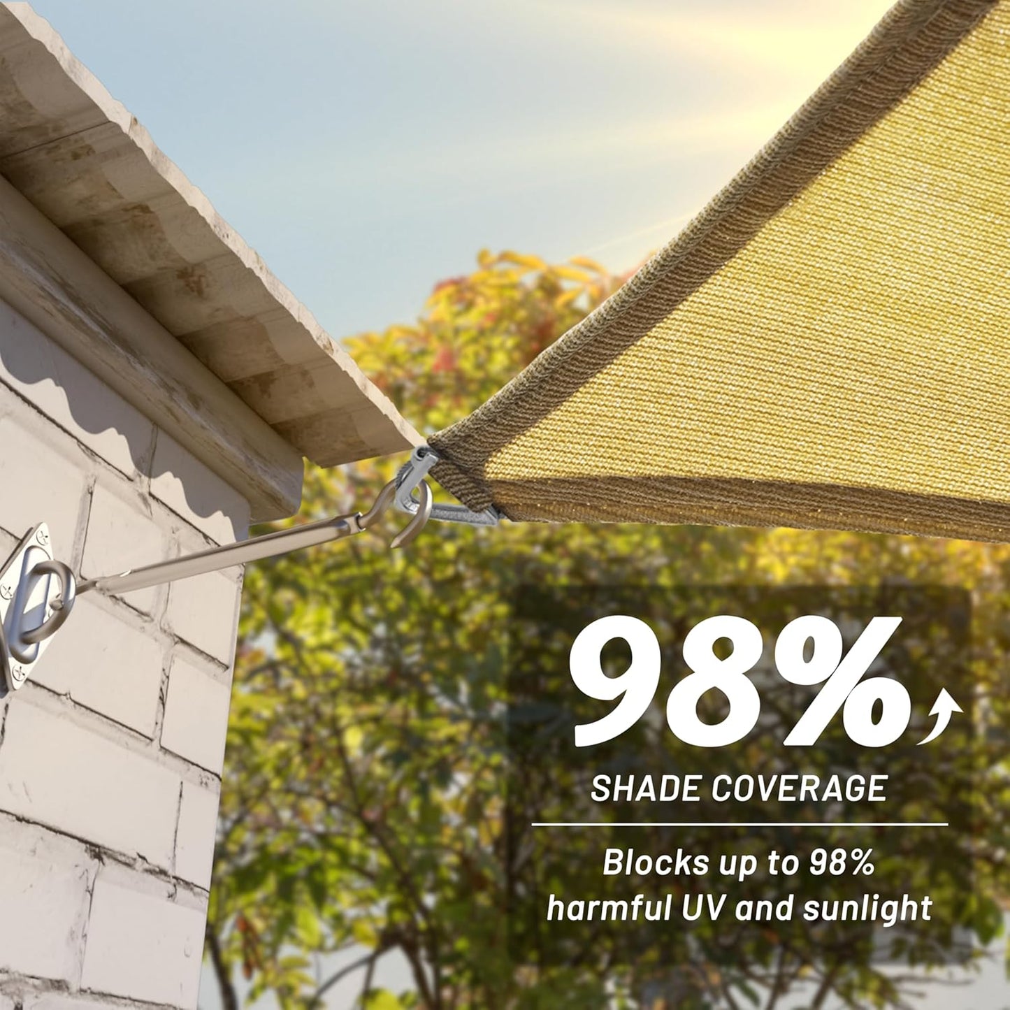 ShadeMart Heavy Duty 16' x 20' Beige Sun Shade Rectangle Pro Ring Shade Sail, 260 GSM Commercial Grade UPF50 Sunshade, Reinforced Corners & Edges - 5 Years Warranty (We Make Custom Size)