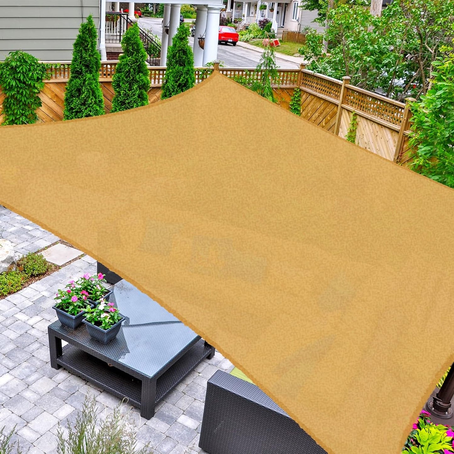 AsterOutdoor Sun Shade Sail Rectangle 16' x 20' UV Block Canopy for Patio Backyard Lawn Garden Outdoor Activities, Sand