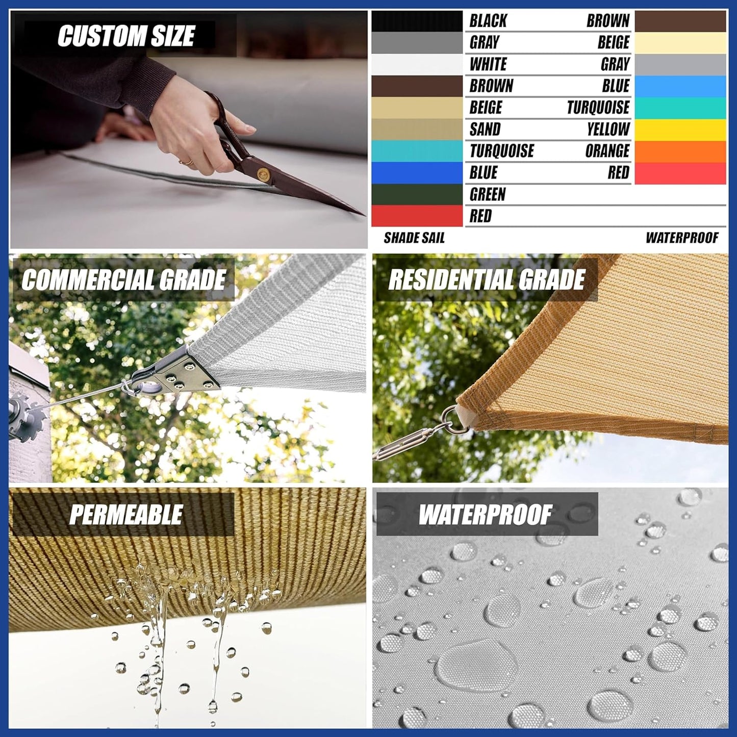 ShadeMart 12' x 20' Brown Sun Shade Sail UPF50 Rectangle Canopy Fabric Cloth Screen smTAPR1220, Water and Air Permeable & UV Resistant, Heavy Duty, Carport Patio Outdoor - (We Customize Size)