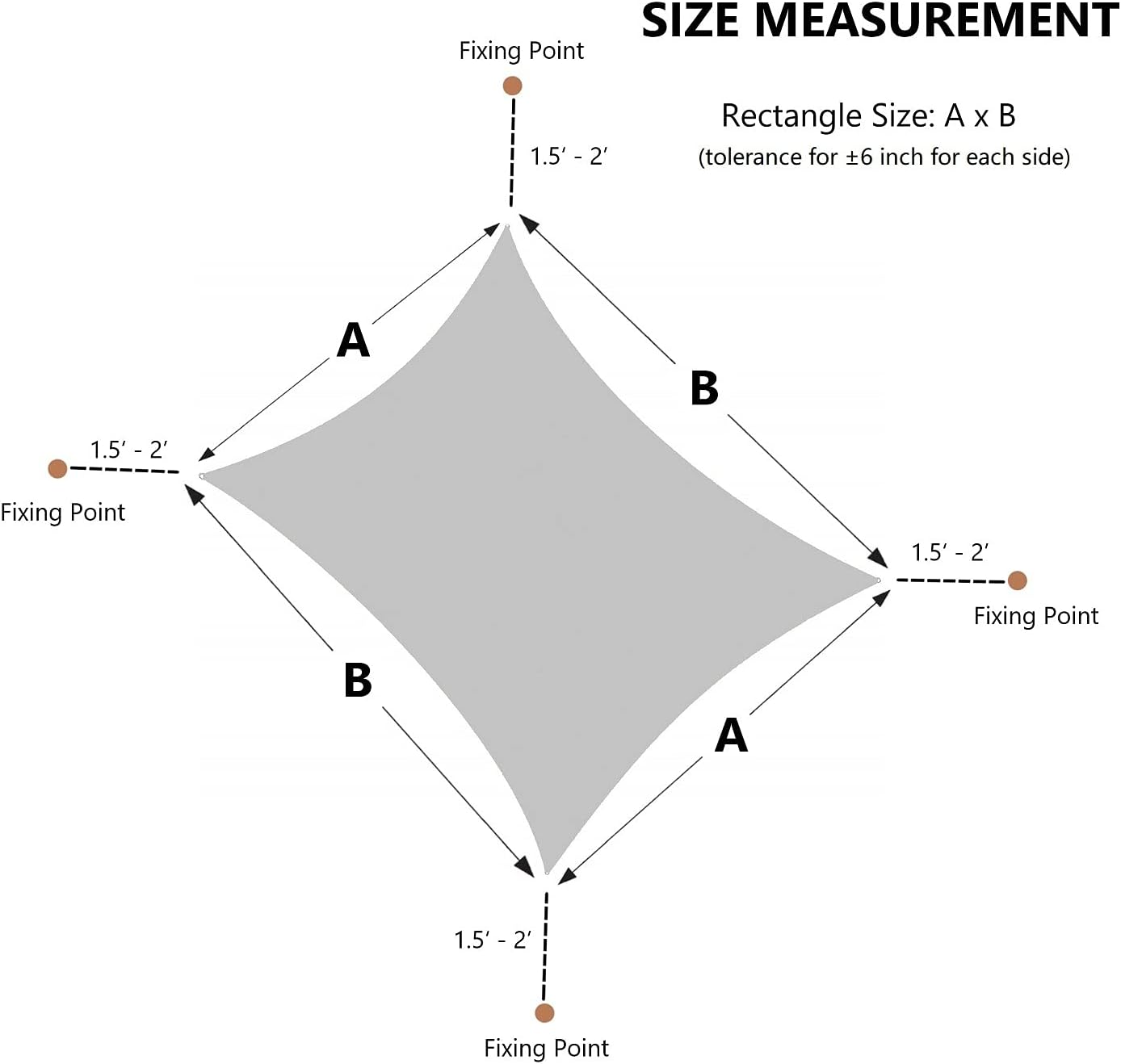 AsterOutdoor Sun Shade Sail Rectangle 16' x 20' UV Block Canopy for Patio Backyard Lawn Garden Outdoor Activities, Sand