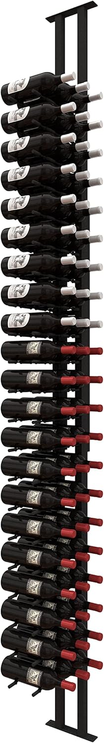 Ultra Wine Racks Floor-to-Ceiling Mount Display (1 Side, Double Deep, Black, Holds 42 Wine Bottles) - Modern Metal Wine Storage for Wine Cellars, Home Bars, Kitchens, and Dining Rooms