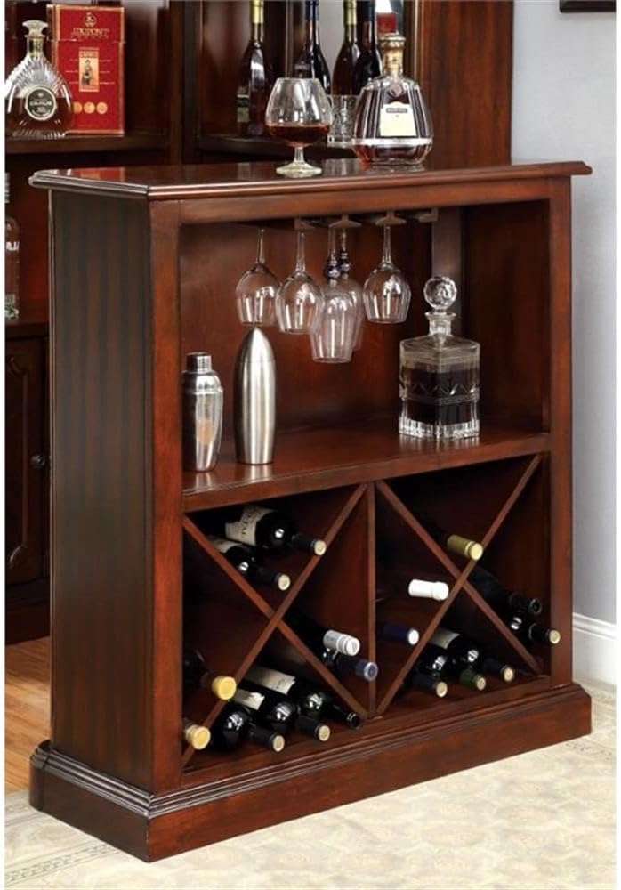 Furniture of America Myron Wood Multi Storage Wine Rack in Dark Cherry