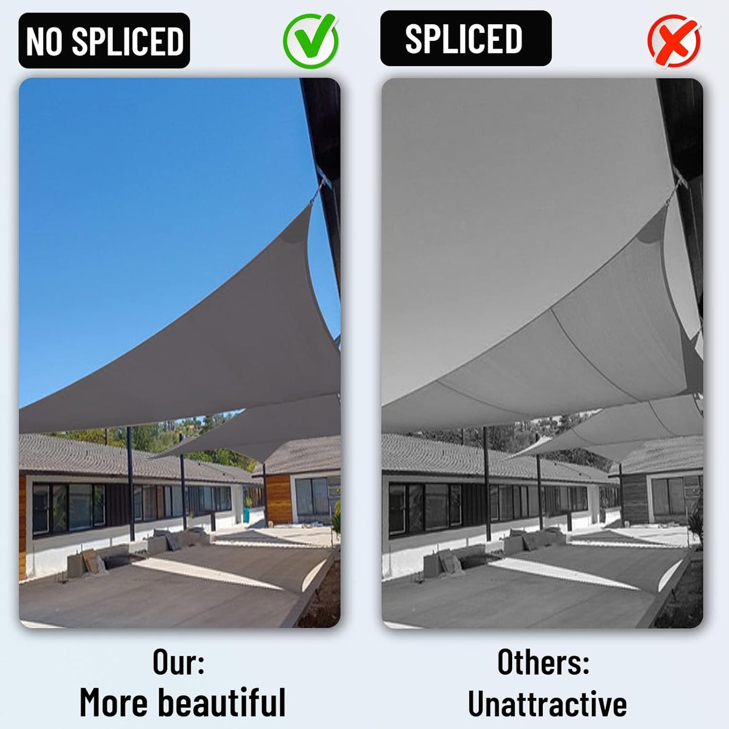 COOLBOYS 16'x 20' Sun Shade Sail Dark Grey Rectangle UV Block Outdoor Shade Canopy Sunshade for Patio Lawn Garden Carport Backyard Deck Pergola