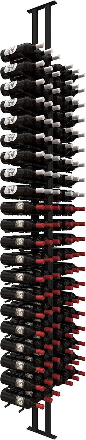 Ultra Wine Racks Floor-to-Ceiling Mount Display (1 Side, Double Deep, Black, Holds 42 Wine Bottles) - Modern Metal Wine Storage for Wine Cellars, Home Bars, Kitchens, and Dining Rooms