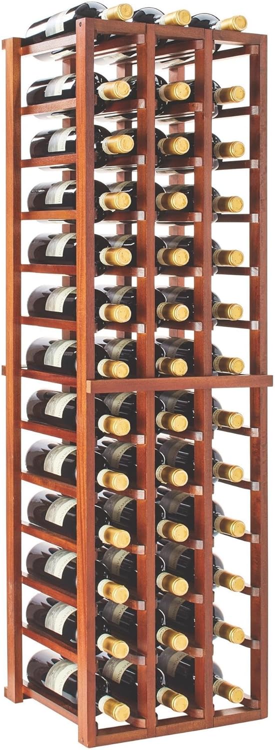 Wine Enthusiast N'FINITY Stackable Wine Rack - Diamond Cube (Solid Sides) - Dark Walnut Finish Solid Walnut- Holds 78 Bottles- Stylish Durable Wine Rack Home Decor – Bar Cabinet Liquor Storage