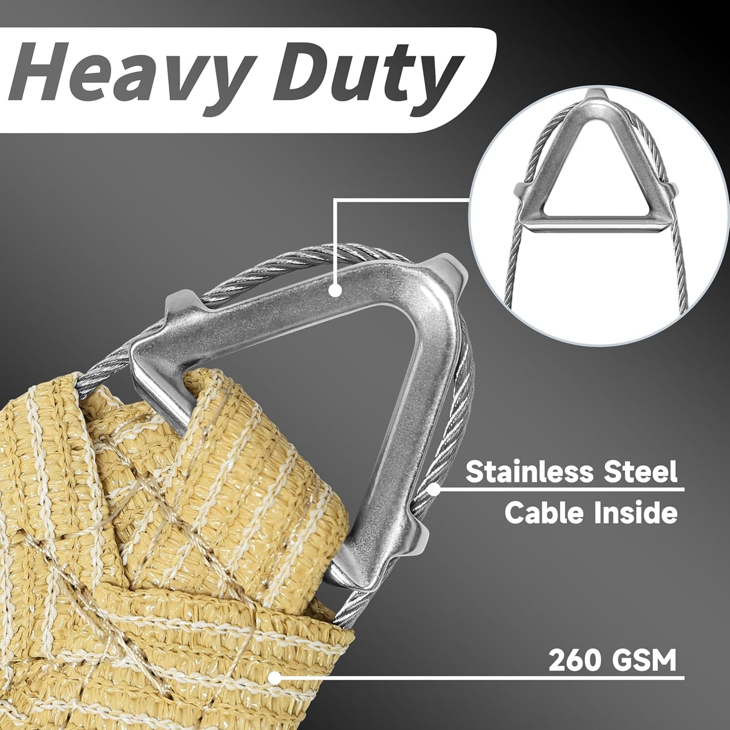 ShadeMart Heavy Duty 16' x 20' Beige Sun Shade Rectangle Pro Ring Shade Sail, 260 GSM Commercial Grade UPF50 Sunshade, Reinforced Corners & Edges - 5 Years Warranty (We Make Custom Size)