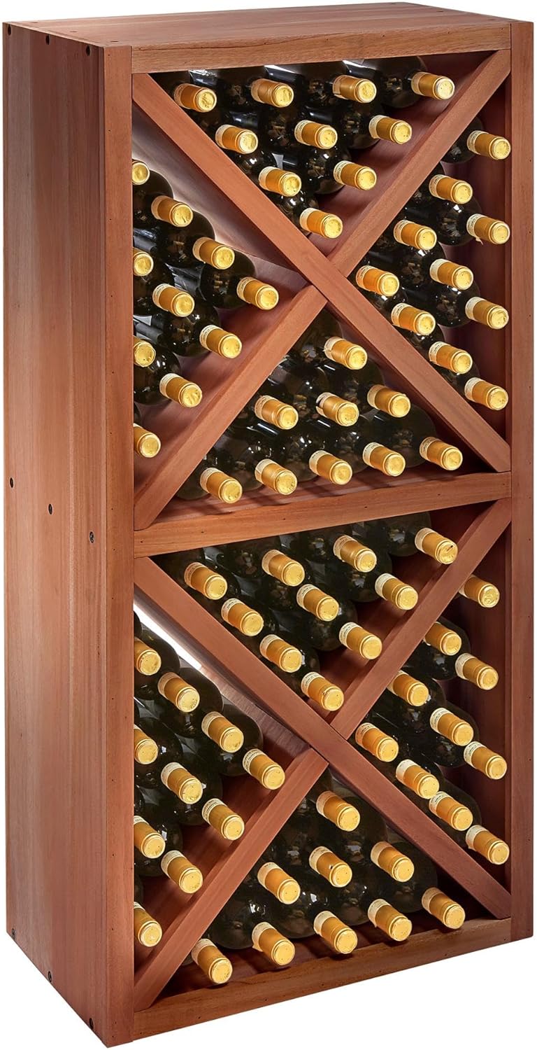 Wine Enthusiast N'FINITY Stackable Wine Rack - Diamond Cube (Solid Sides) - Dark Walnut Finish Solid Walnut- Holds 78 Bottles- Stylish Durable Wine Rack Home Decor – Bar Cabinet Liquor Storage