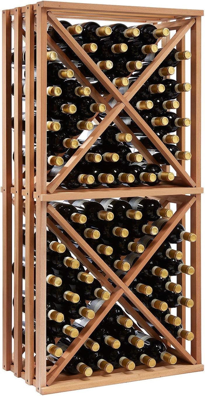 Wine Enthusiast N'FINITY Stackable Wine Rack - Diamond Cube (Solid Sides) - Dark Walnut Finish Solid Walnut- Holds 78 Bottles- Stylish Durable Wine Rack Home Decor – Bar Cabinet Liquor Storage