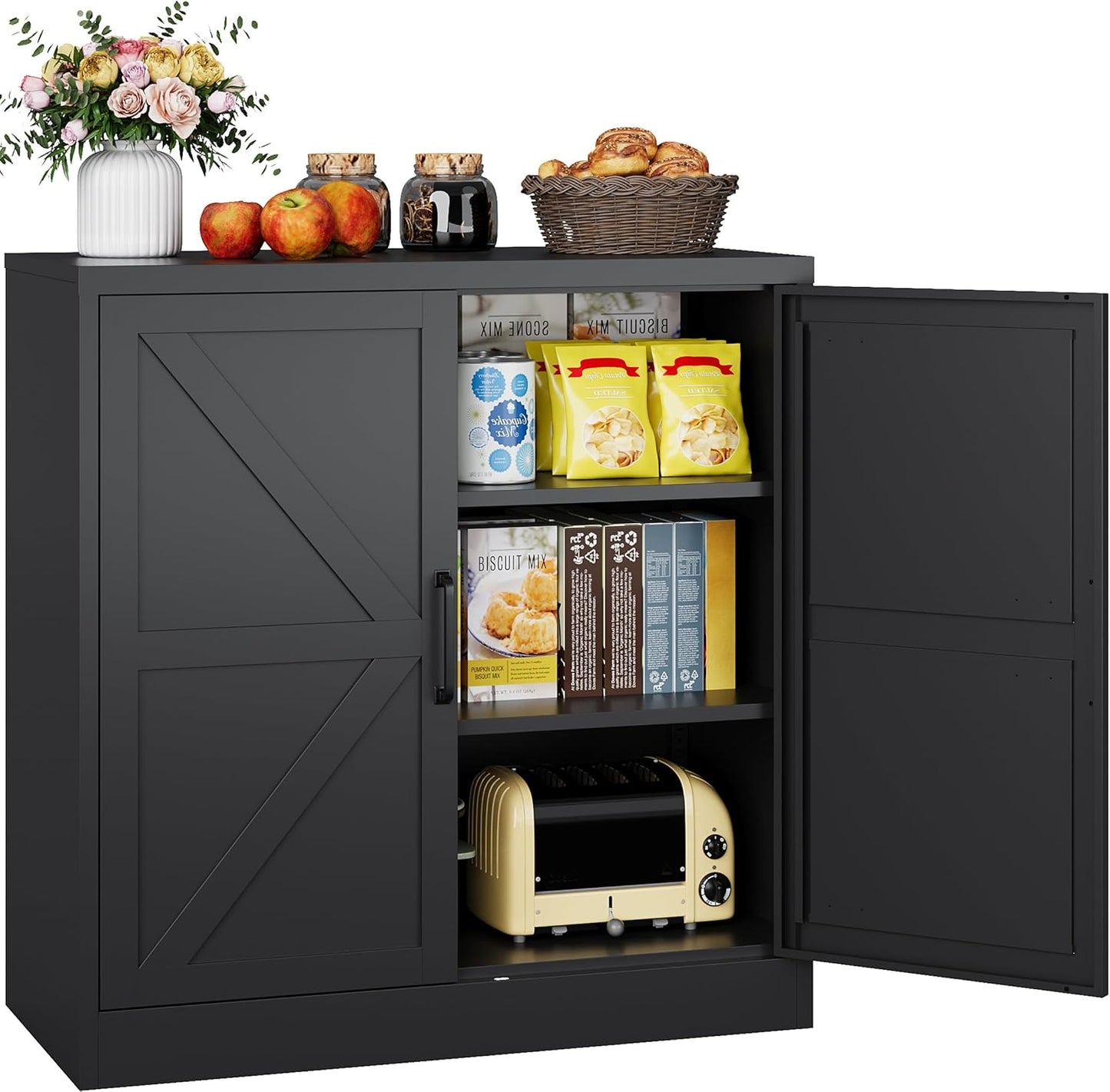 SISESOL White Metal Storage Cabinet,71" Tall Pantry Cabinet,Kitchen Pantry Storage Cabinets with 2 Doors and 6 Shelves,Wide Deep Food Cupboard for Home,Kitchen,Dining/Living Room