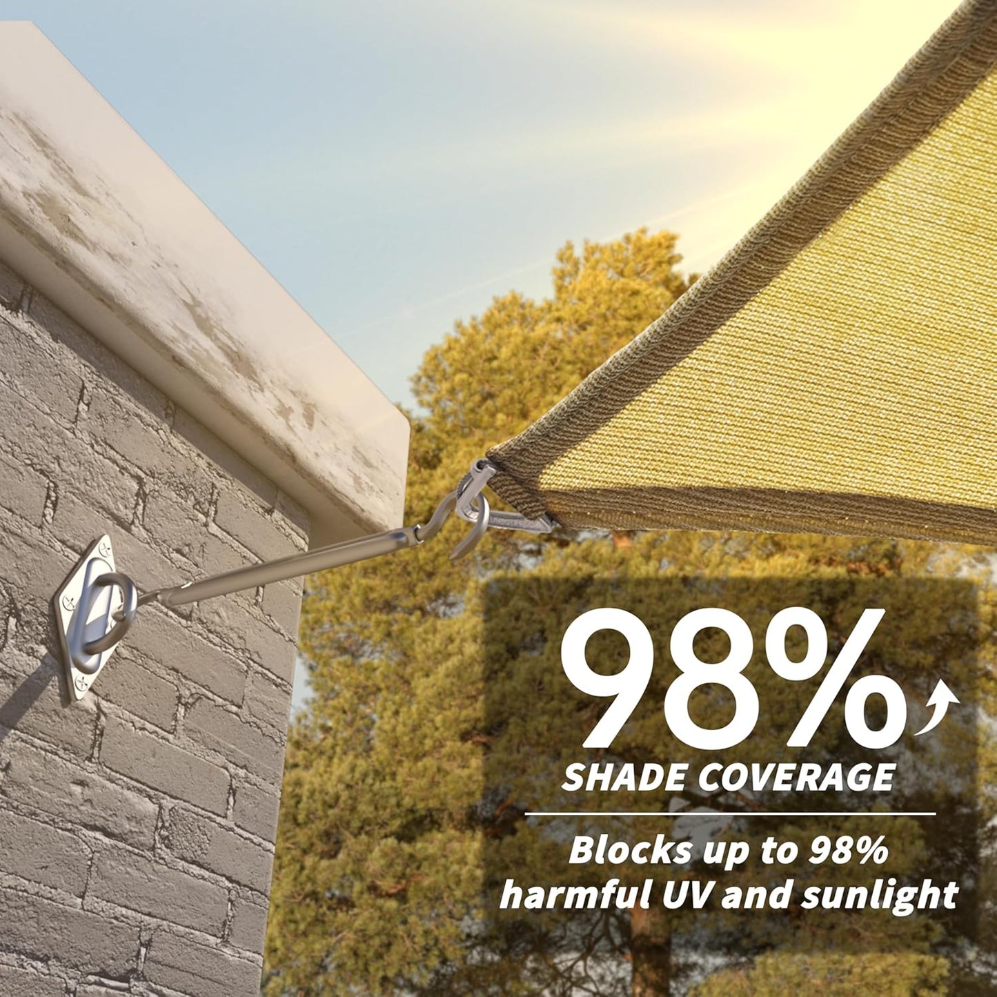 Royal Shade Heavy Duty 18' x 20' Beige Sun Shade Rectangle Pro Ring Shade Sail, 260 GSM Commercial Grade UPF50 Sunshade, Reinforced Corners & Edges - 5 Years Warranty (We Make Custom Size)